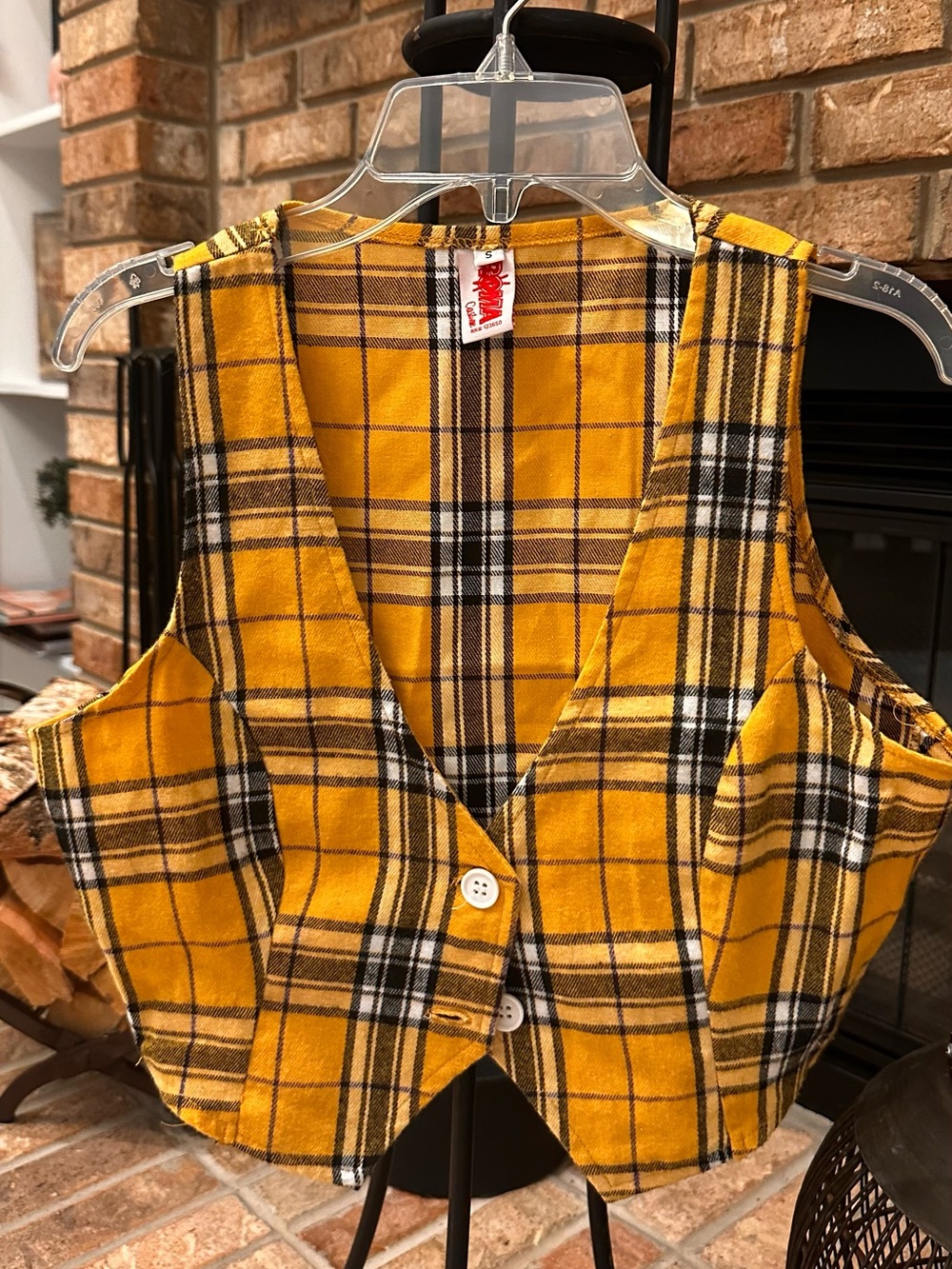 Plaid Yellow Women's Vest Jacket - Unbranded